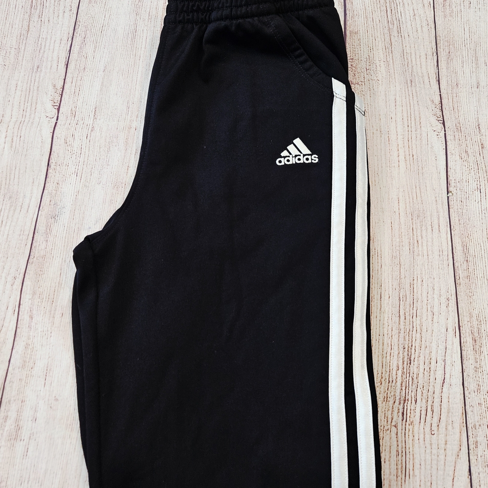 Adidas Kids Black Joggers with White Logo and Stripes